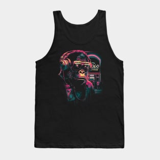 Neon Gorilla with Headphones Tank Top